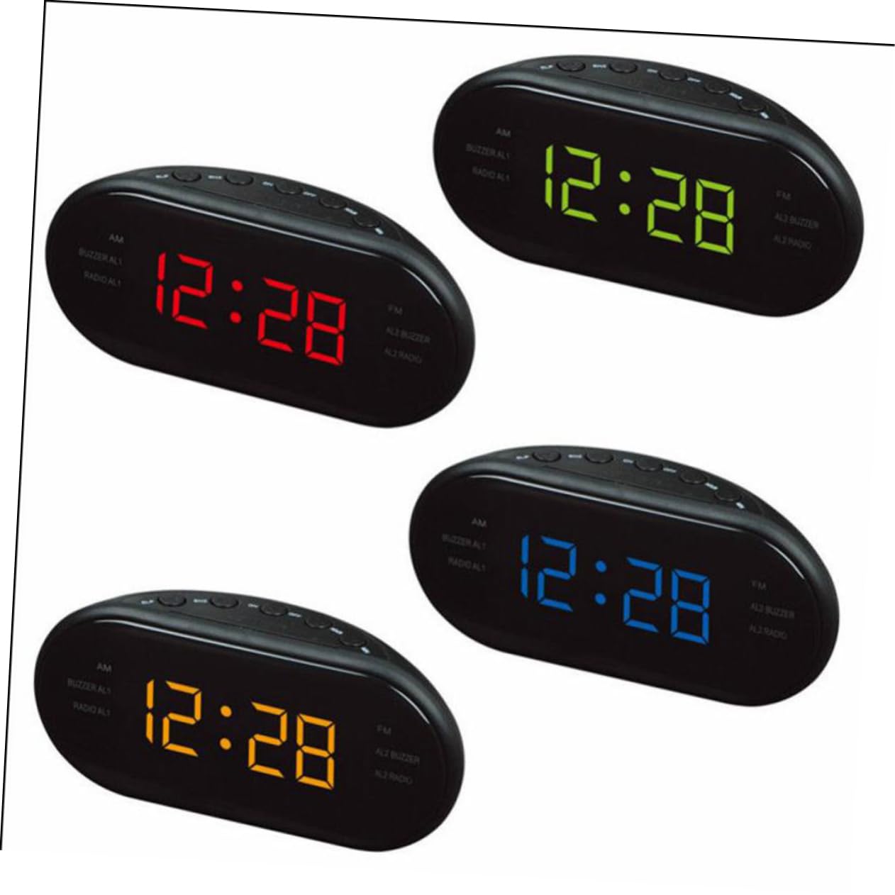 Radio Reloj Digital Despertador para Noche con Doble Alarma, Pantalla Curva Grande Roja, FM y Am, Función Repetición y Temporizador de Apagado para Dormitorio