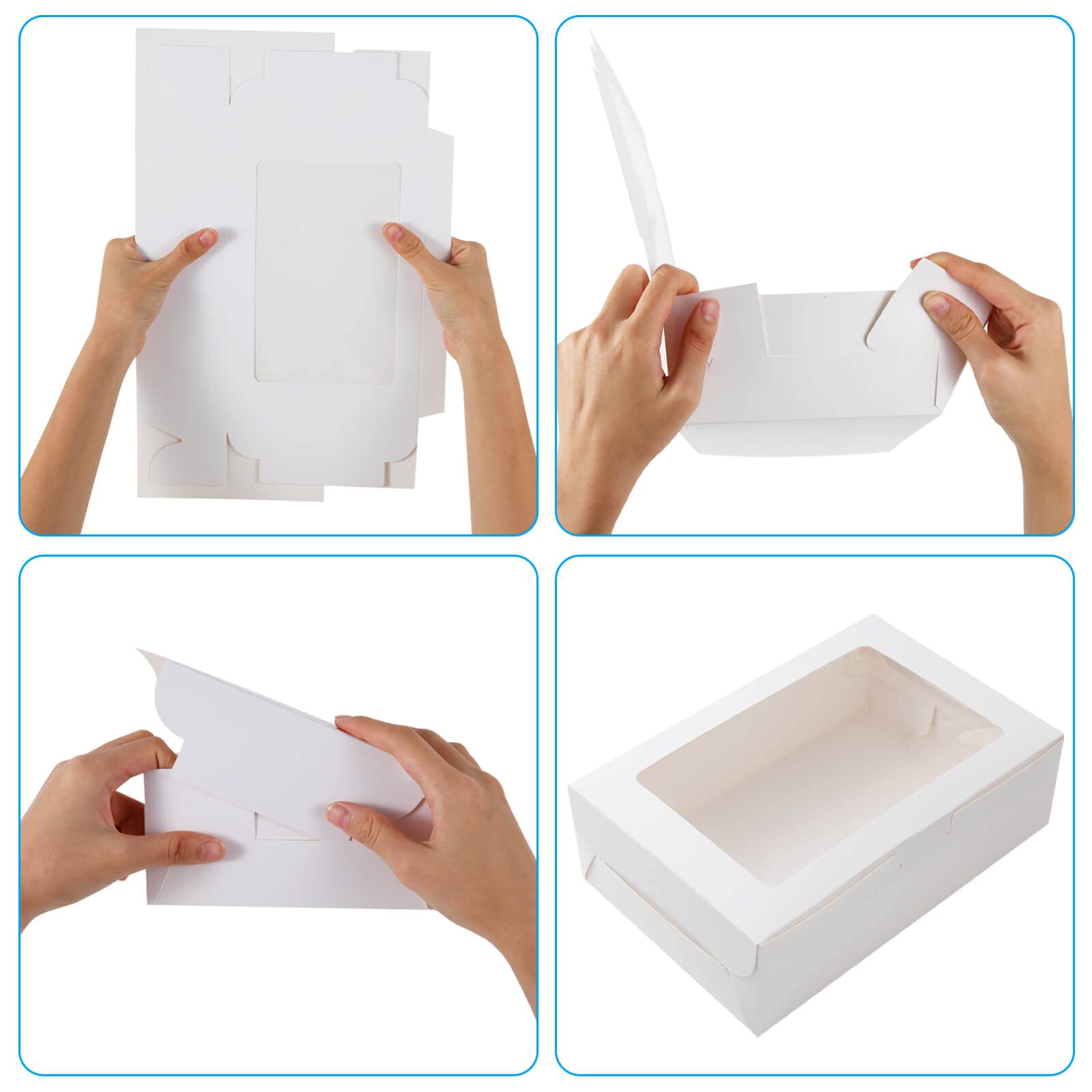 Cajas de panadería blancas con ventana, 9 x 6 x 3 pulgadas, para pastelería, postre, embalaje de pasteles, ideales para fiestas de cumpleaños, paquete de 30