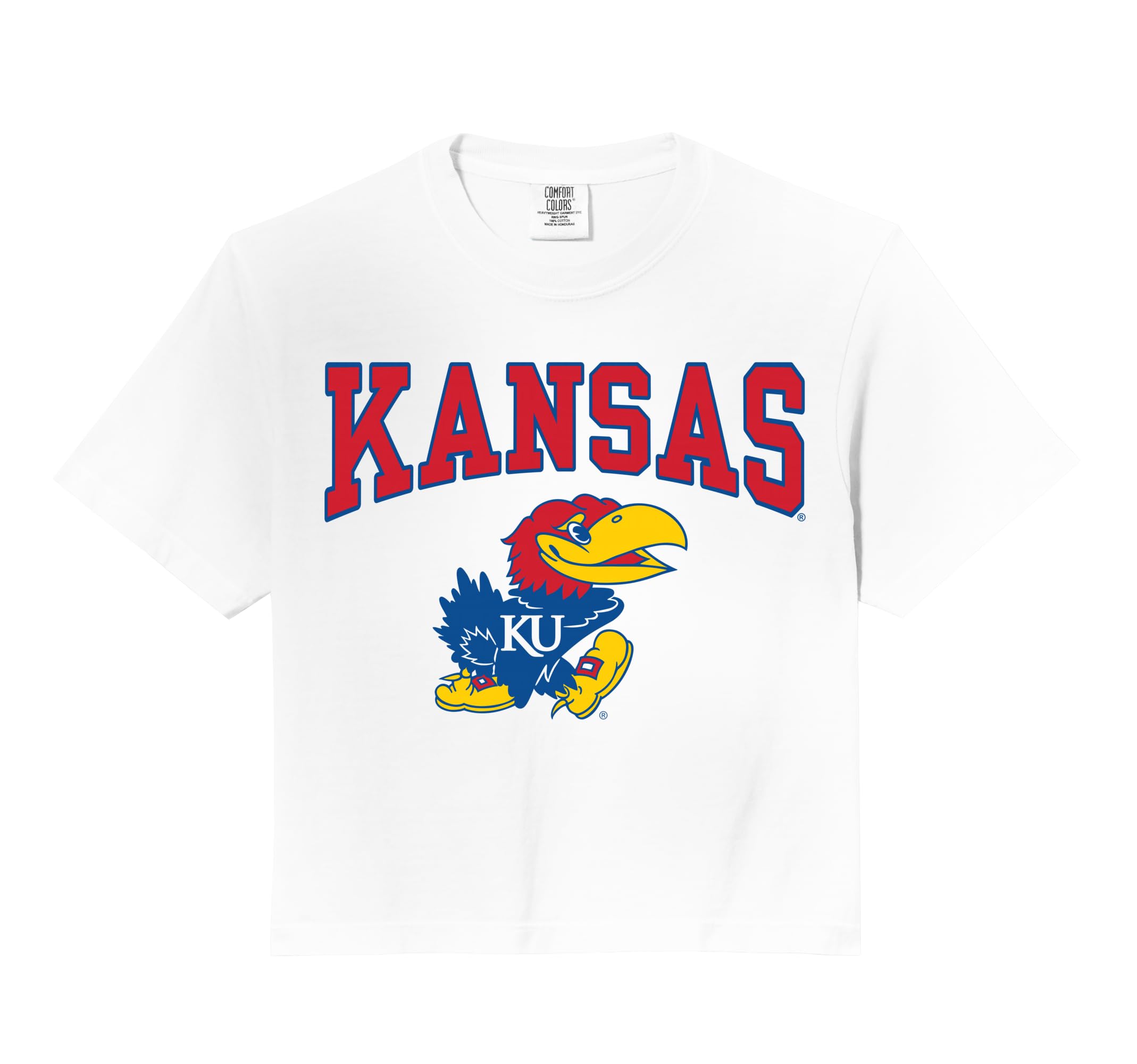 Kansas Jayhawks Mascot White Officially Licensed Comfort Colors Crop Top