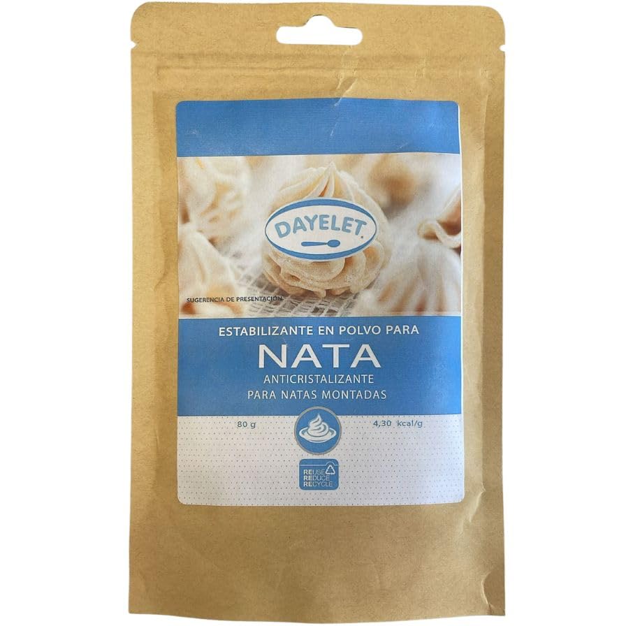 Estabilizante para Nata en Polvo Sin Gluten 80 g – Fijador de Textura para Repostería, Mousses y Cremas Sin huevo Sin soja