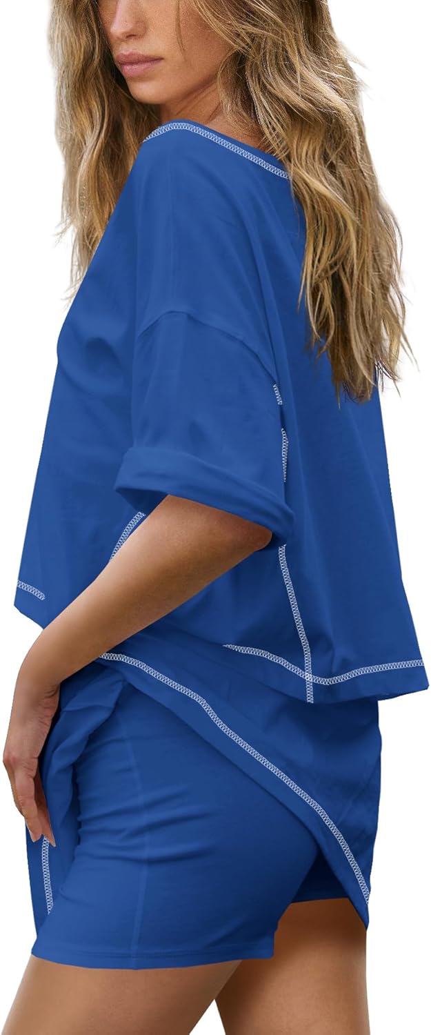 Yanekop Womens 2 Piece Workout Sets Two Piece Skirt Sets V Neck T Shirts and Mini Skort Set Summer Outfits - Image 5