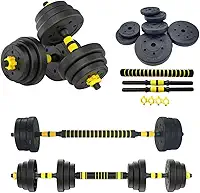 Kit Halteres Ajustáveis 6 em 1 com Barra Central 30kg – Para Treino em Casa ou Academia – Anilhas Revestidas, Peso Modular e Pegada Antiderrapante