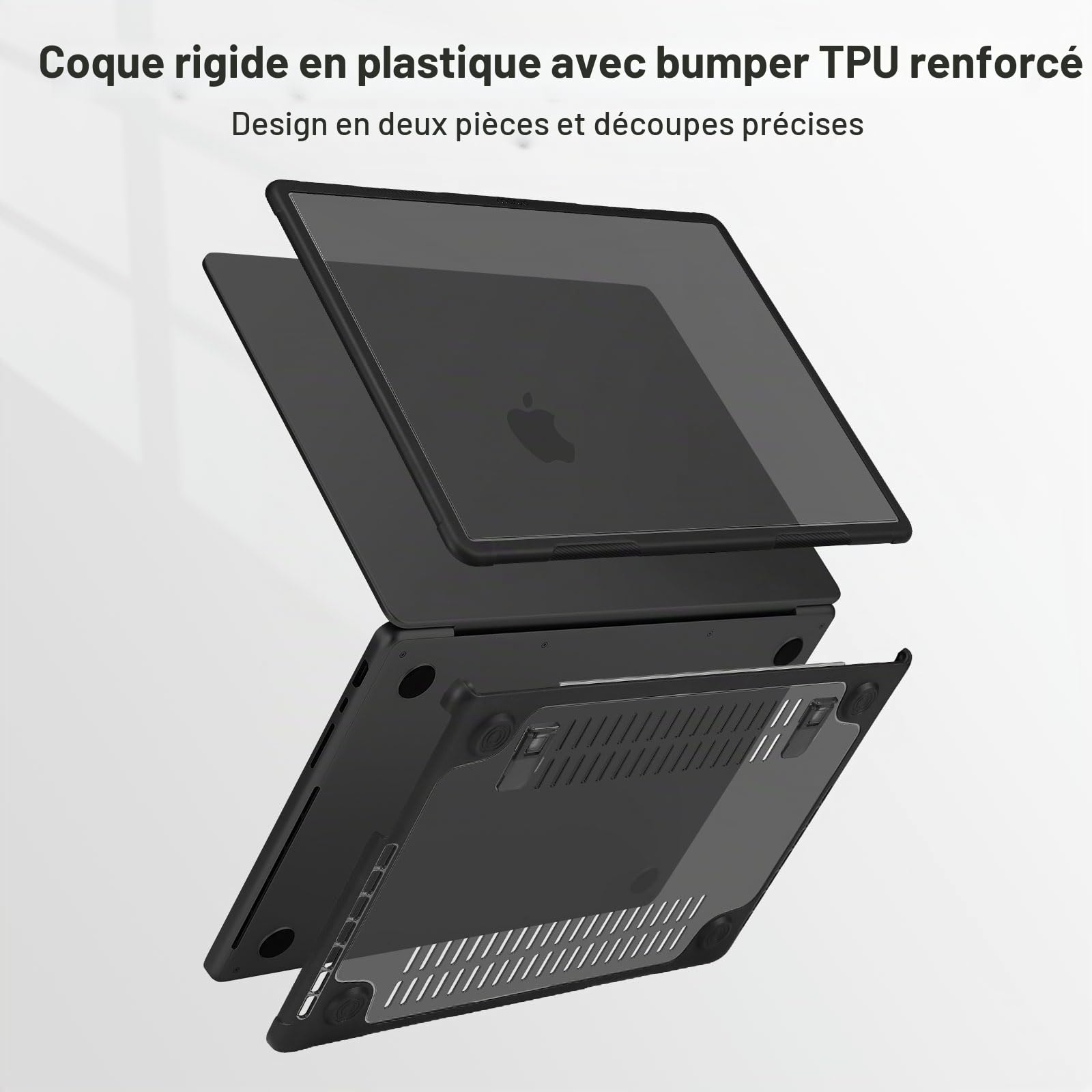MOSISO Coque Compatible avec MacBook Pro 14 Pouces 2026-2021 M5 M4 M3 M2 M1 | Coque Ultra-Résistante Stand Pliable&Clavier&Film D'écran&Type C,Pour A3426 A3427 A3434 A3112 A3185 A3401,Noir