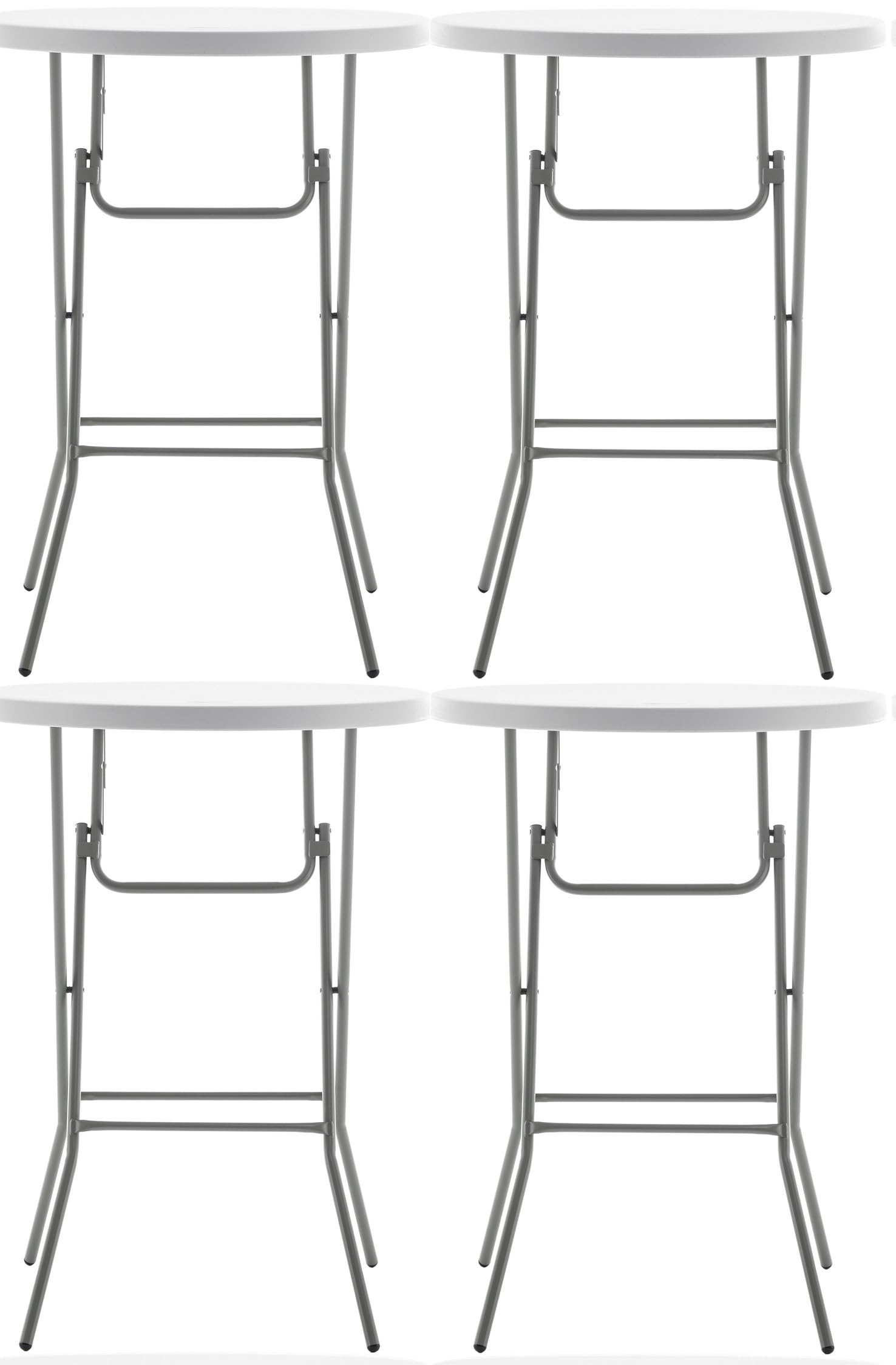 BTExpert 32" Round 43" Bar Height White Granite Plastic Folding Table Portable Commercial Table Banquet Card Coffee Dining Table for Wedding Party Event Home Kitchen Outdoor Set of 4