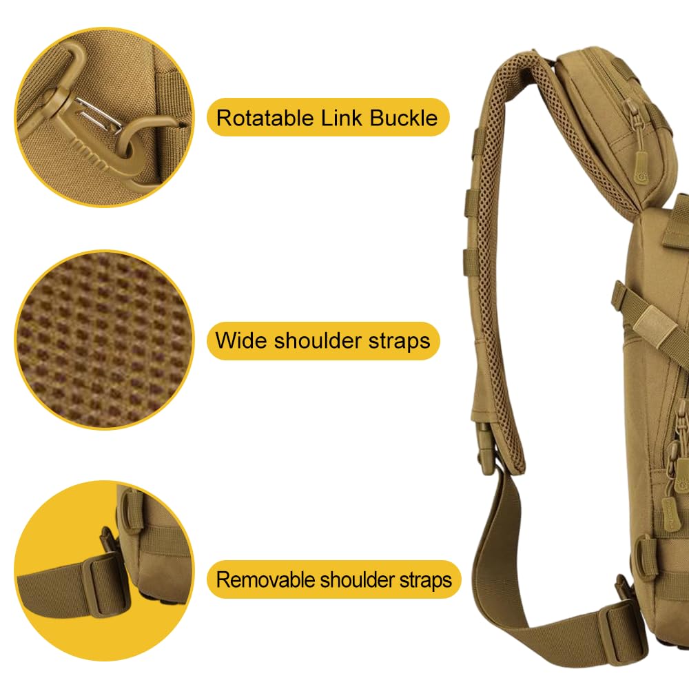 MiOYOOW Borsa a Tracolla per Ciclismo, Multifunzionale Portatile Borsello Petto Capacità, Zaino Tattica con 3 Metodi di Trasporto, per Campeggio, Ciclismo, Escursione, Hiking Sport
