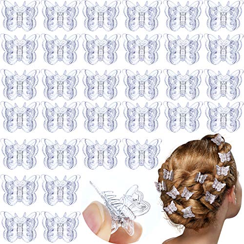 60 Pieces Mini Hair Claws Clip Butterfly Plastic Hair Claws Pins Clamps Hair Accessories for Girls and Women, Clear