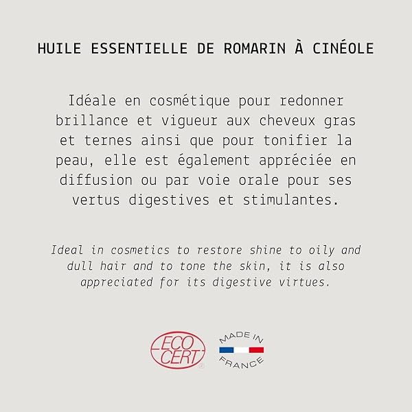 MyCosmetik - Organic AB Cineole Rosemary Essential Oil - From Organic Agriculture - HEBBD/HECT Chemotyped - 100% Pure and Natural - ECOCERT Certified - Made in France - 10 ml - 3