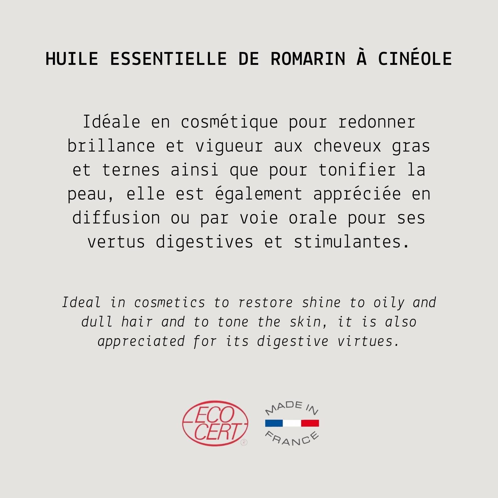 MyCosmetik - Organic AB Cineole Rosemary Essential Oil - From Organic Agriculture - HEBBD/HECT Chemotyped - 100% Pure and Natural - ECOCERT Certified - Made in France - 10 ml - 3