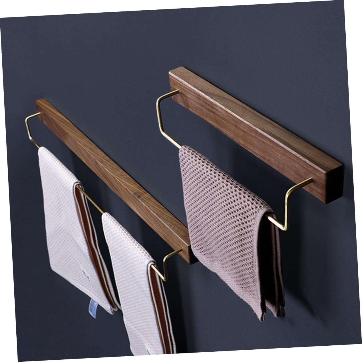 Gadpiparty Heavy Duty Wall Mount Towel Rack Durable Wood Towel Organizer for Bathroom Kitchen Easy Install No-Drill Adhesive Holder for Smooth Surfaces