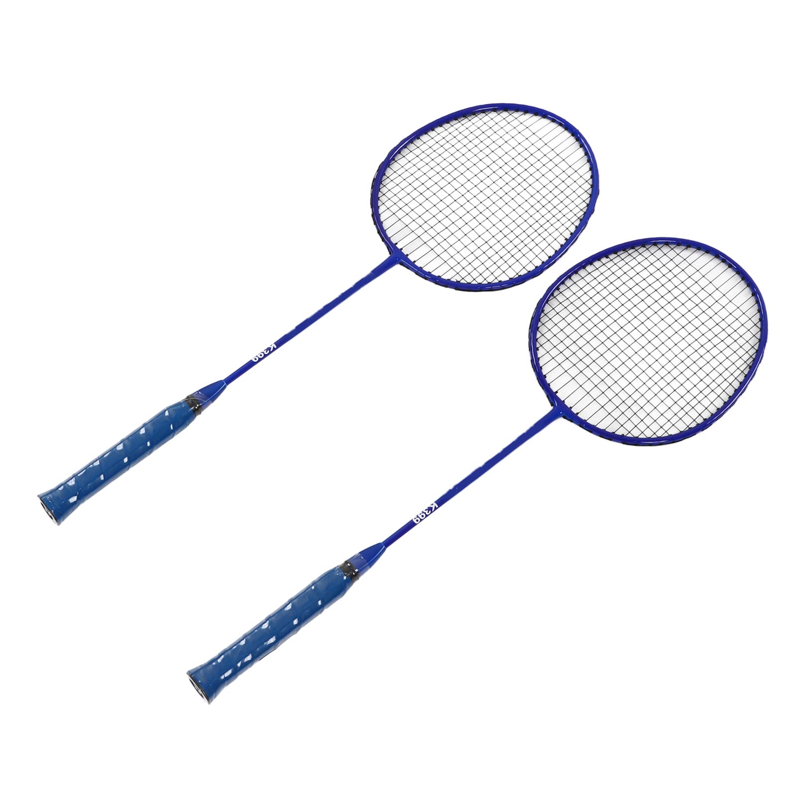 Ensemble de Raquettes de Badminton en Alliage de Fer Léger et Confortable pour L'entraînement des Débutants Bleu 2 Pièces