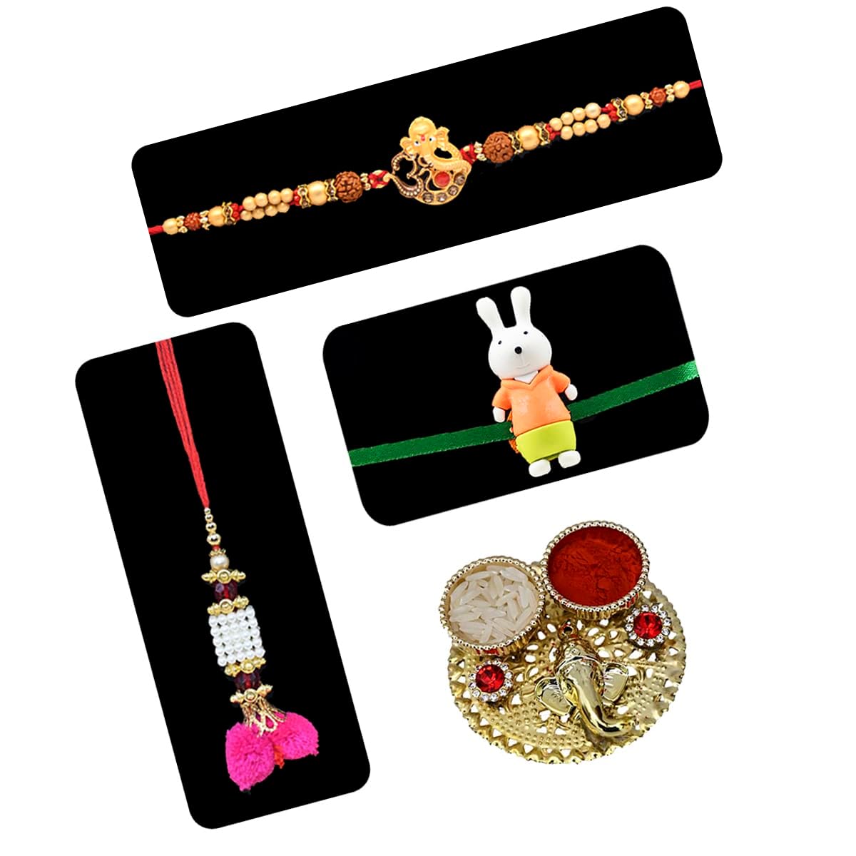Natali Traders Exclusive Family Rakhi Pack of 3 For Bhaiya, Bhabhi and Kid Boy, Girl - Designer Roli Chawal Chopra - Lord Ganesh - Lumba - Quirky (B07V3QMW3X) Amazon Price History, Amazon Price Tracker