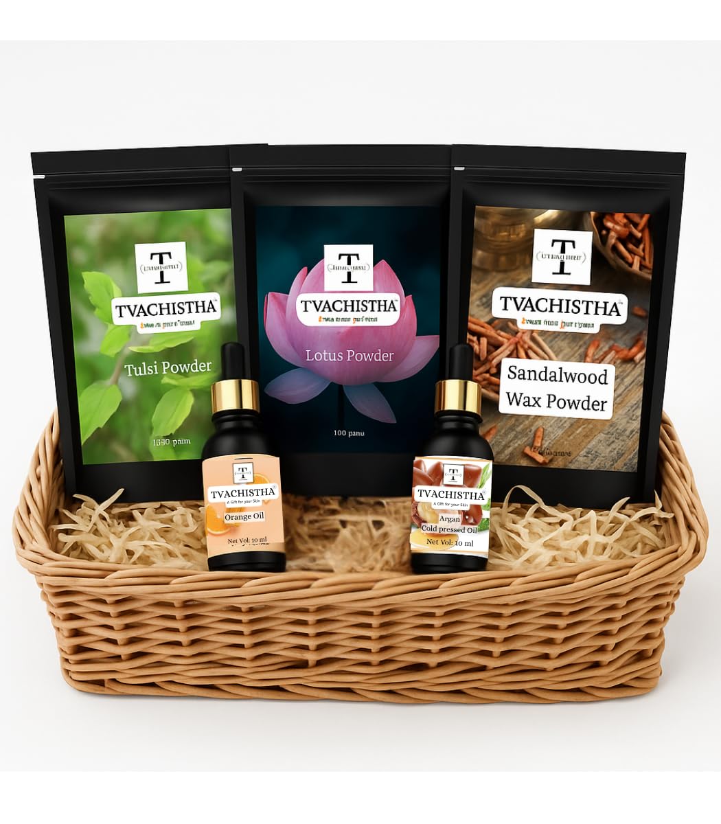 Tvachistha Natural Luxury Collection Gift Hamper | Natural Skin & Hair Care Gift Set | Herbal Powders & Essential Oils | For Women & Men | Handmade Gifting Box-image-40