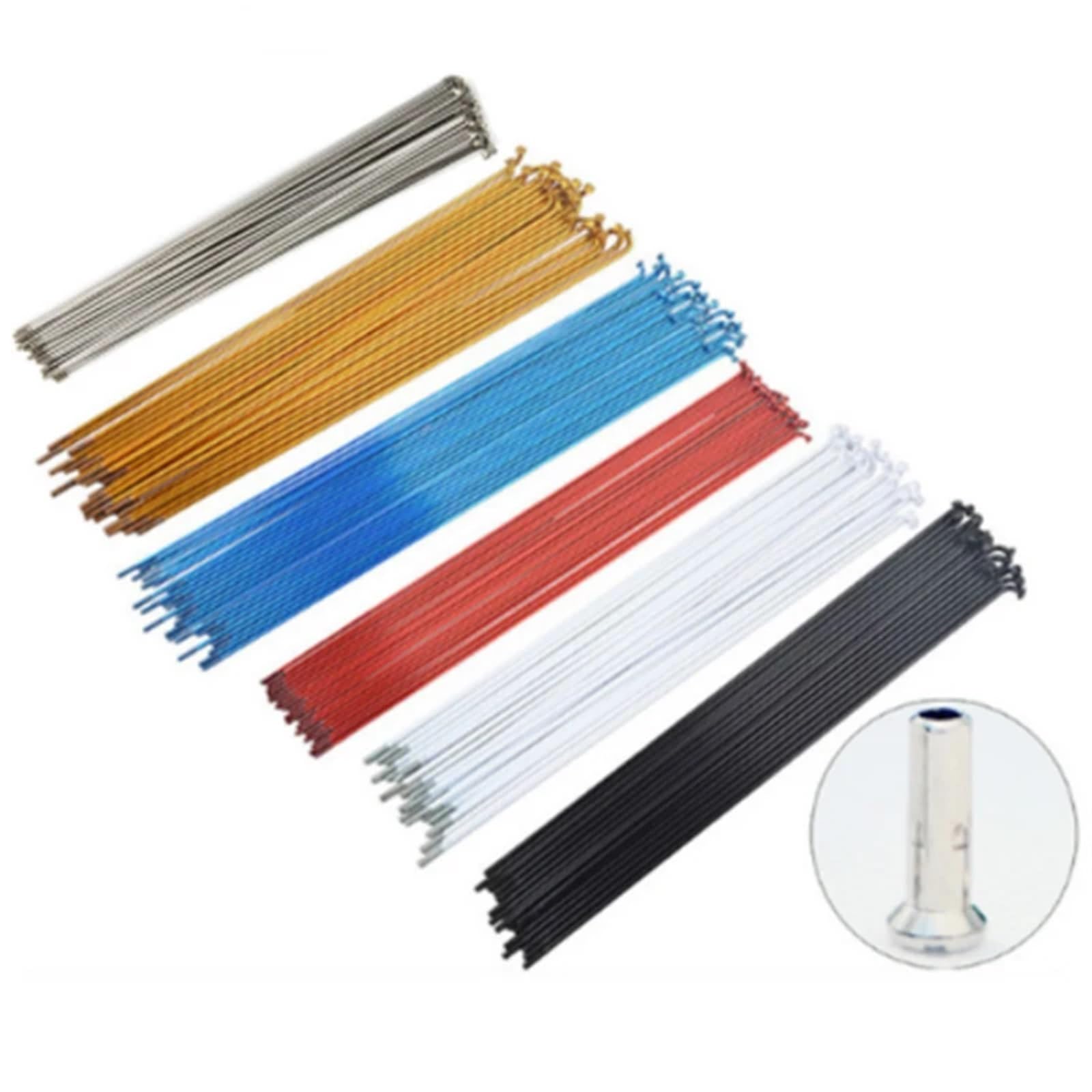 32 radios de acero de varios tamaños con pezones para bicicletas MTB, radios de repuesto, barra de acero 14G