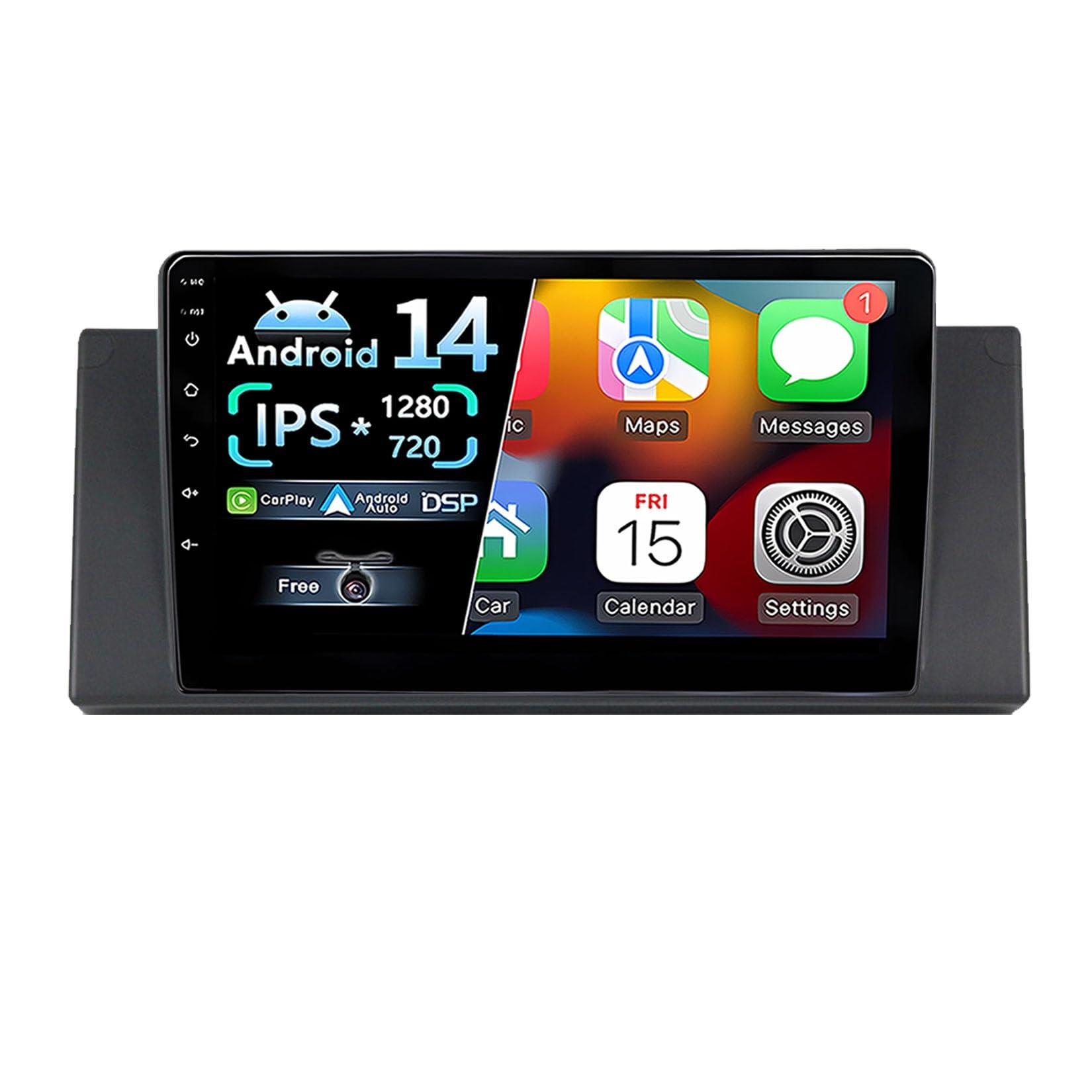 Carplay Inalámbrico Radio Coche Android 14 para BMW E53 con GPS y Pantalla Táctil de 9" 8