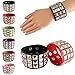 Fuqimanman2020 1-2 PCS 80s Gothic Genuine Leather Punk Metal Wristband Bracelet for Men Women, Black Colorful Adjustable Rock Spike Rivet Cuff Bangle Party Favors Accessories