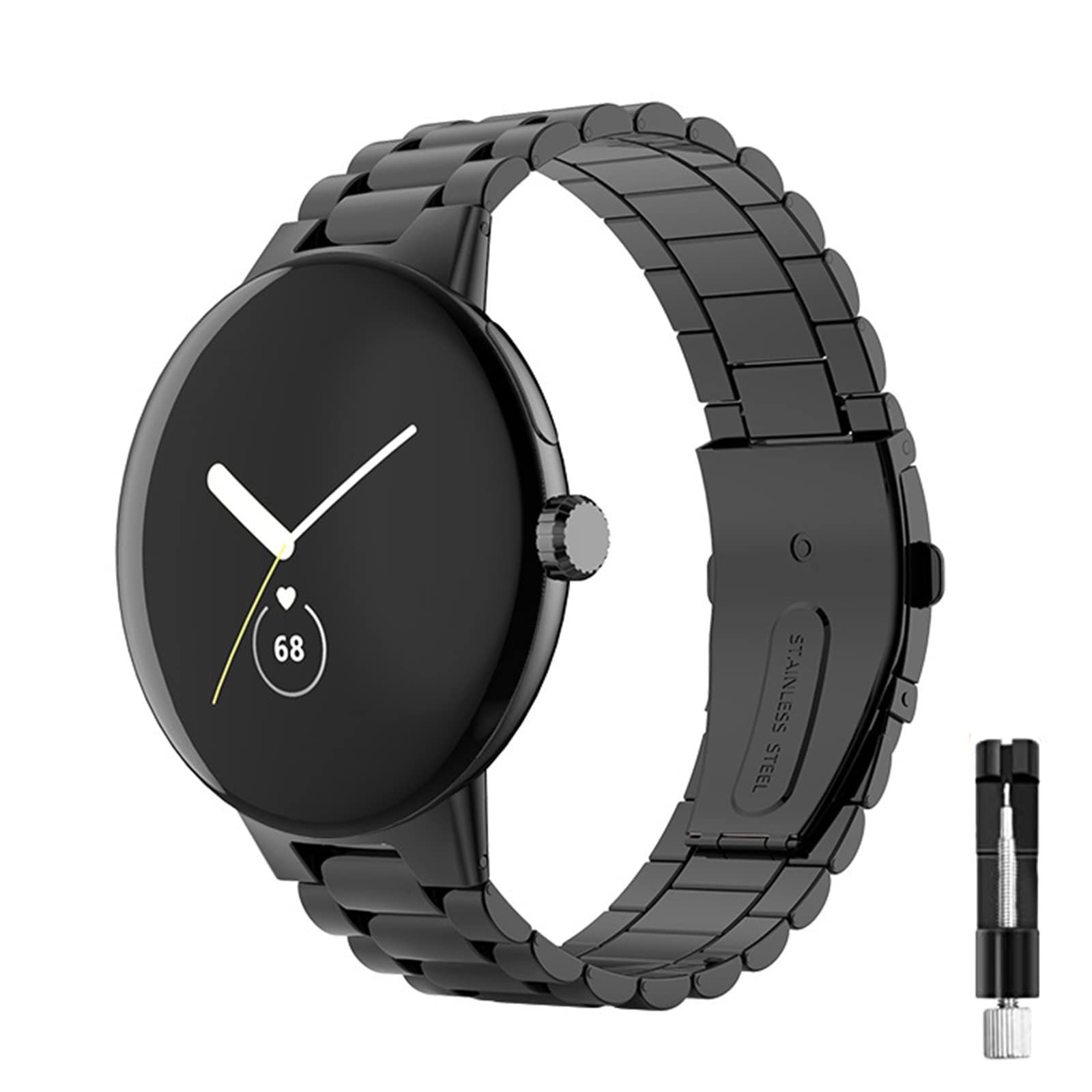 Metal Watch Band Compatible with Google Pixel Watch 3 41mm/Pixel Watch 2/Pixel Watch 1 Strap, Stainless Steel Adjustable Strap Replacement Wristband for Google Pixel Watch Accessories (not for Watch 3 45mm)