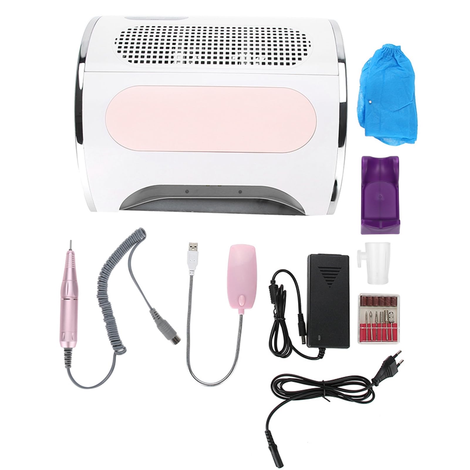 Macchina elettrica 3 in 1, 25000 giri/min, 54 W e 28 LED per pulire, aspirare e asciugare le unghie, per manicure e pedicure, per salone di bellezza e casa bianco