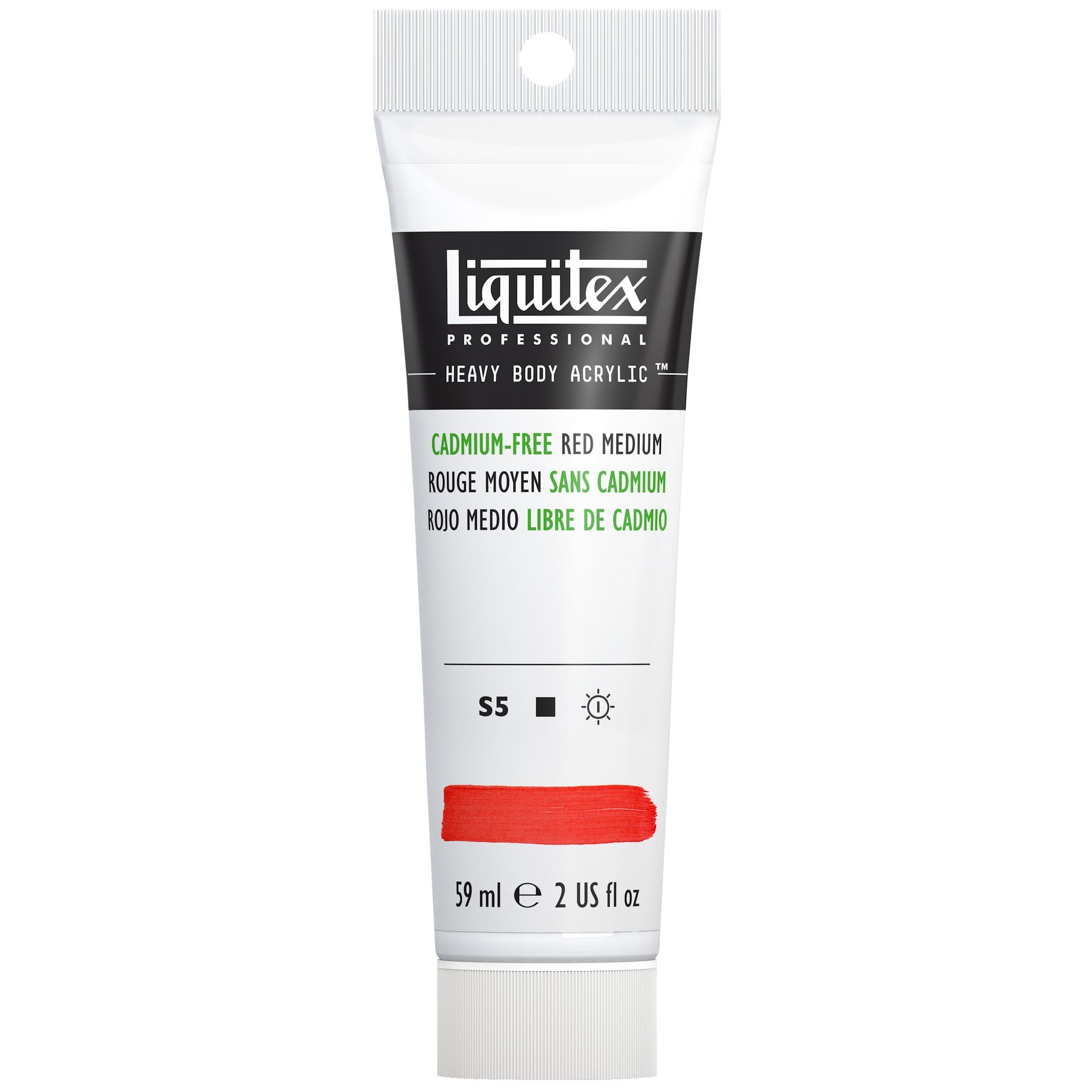 Liquitex 1045894 Professional Heavy Body Acrylfarbe in Künstlerqualität mit ausgezeichneter Lichtechtheit in buttriger Konsistenz, 59ml Tube - Kadmiumfrei Rot mittel