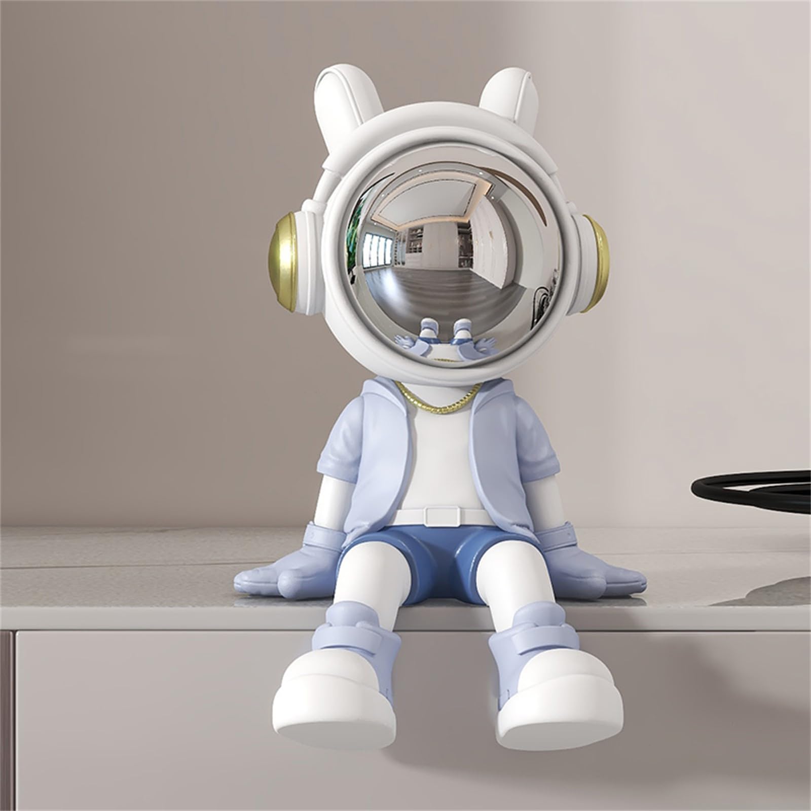 CHUOZI Astronaut Statue Spaceman Sculpture Figure Decor Home Living Room,Office,Desktop,Bookshelf Decorations (Reading (Orange) Without Base)