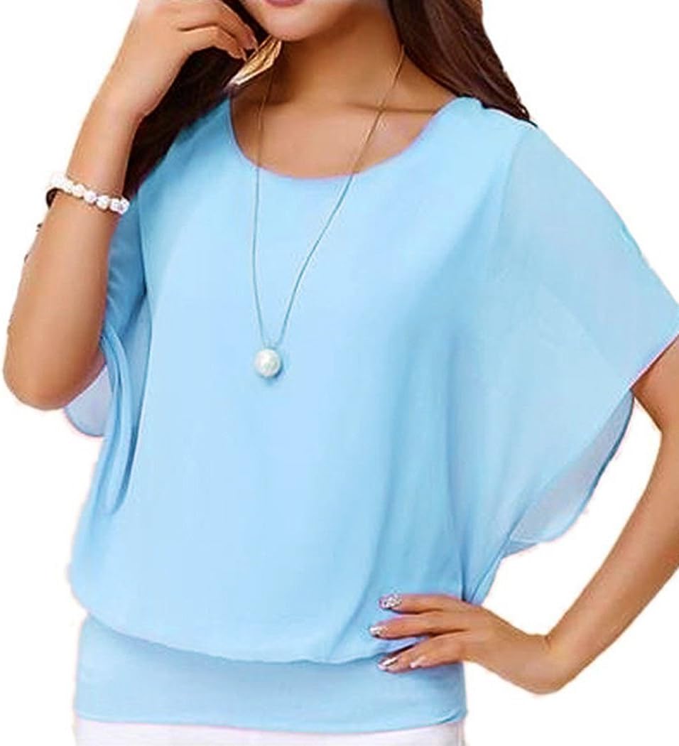 Women's Loose Casual Short Sleeve Chiffon Top T-Shirt Blouse