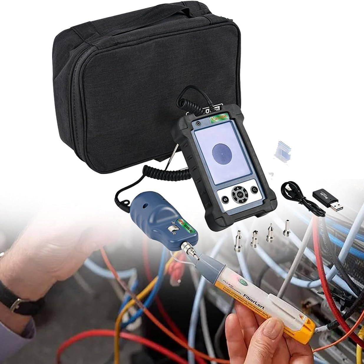 BOOZXCV Fiber Optic Video Microscope for Field Use, 400X Handheld Fiber Inspector with 3.5″ HD Display, 4000mAh Rechargeable Battery, Real-Time Recording