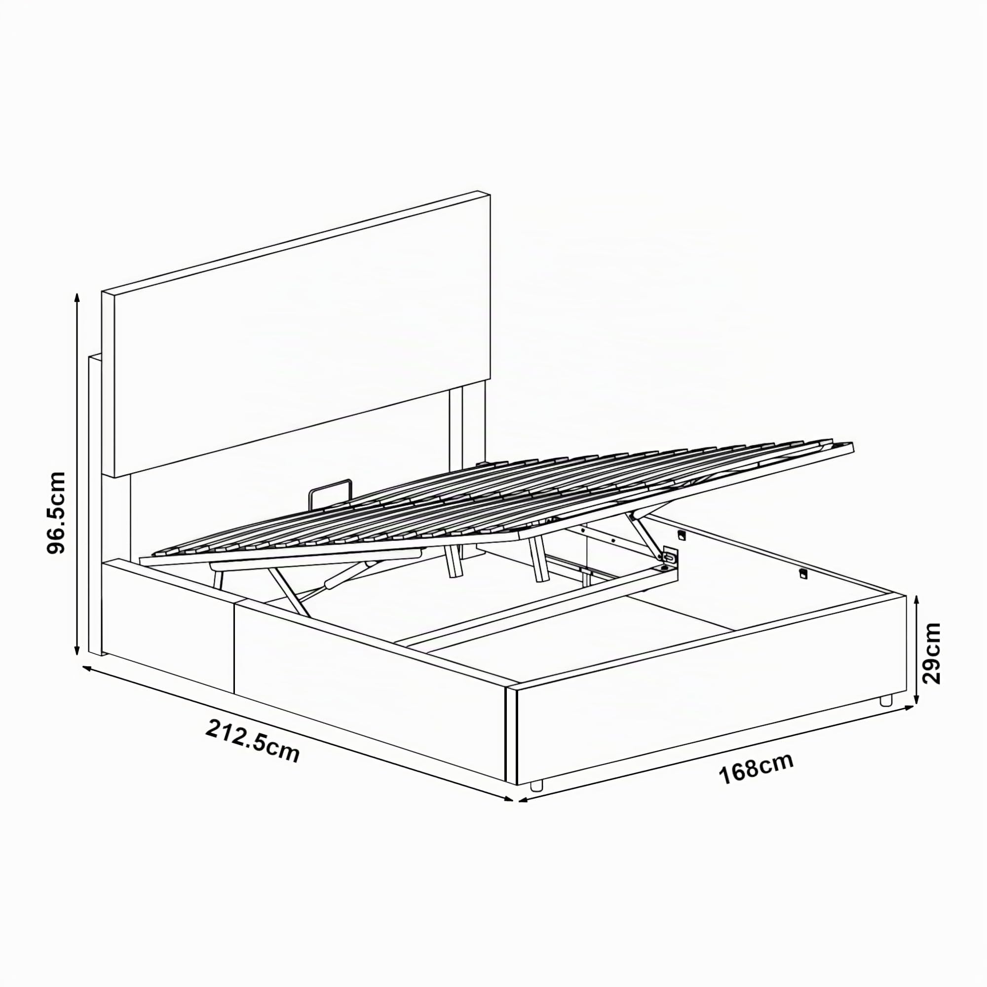 Corium Letto Contenitore con Apertura a Ribalta Letto Matrimoniale 160x200 cm Struttura a 2 Piazze con Spazio di Stoccaggio e Testiera Rivestimento in Velluto a Coste - Beige