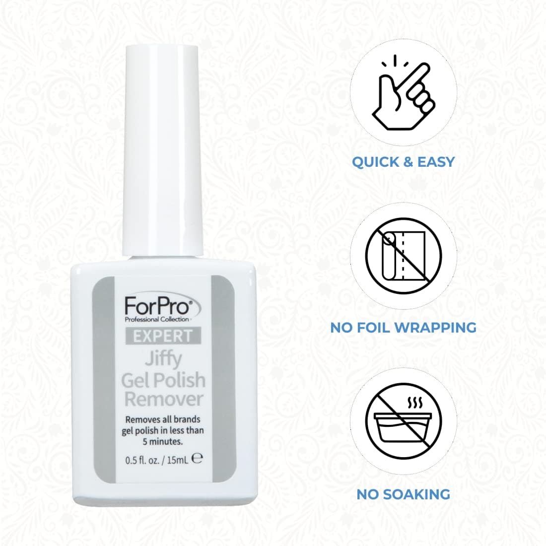 ForPro Expert Jiffy Gel Polish Remover, Removes All Brands Gel Polish in Less Than 5 Minutes, Quick & Easy Gel Removal, No Foil Wrapping or Soaking Needed, 0.5 Fl. Oz. : Beauty & Personal Care