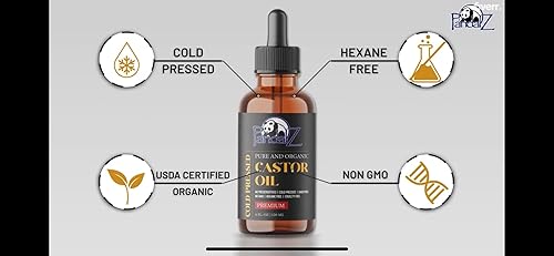 Miniatura 5 de Aceite de ricino (4 onzas), orgánico certificado por USDA, 100% puro, prensado en frío, sin hexano, estimula el crecimiento de pestañas, cejas,