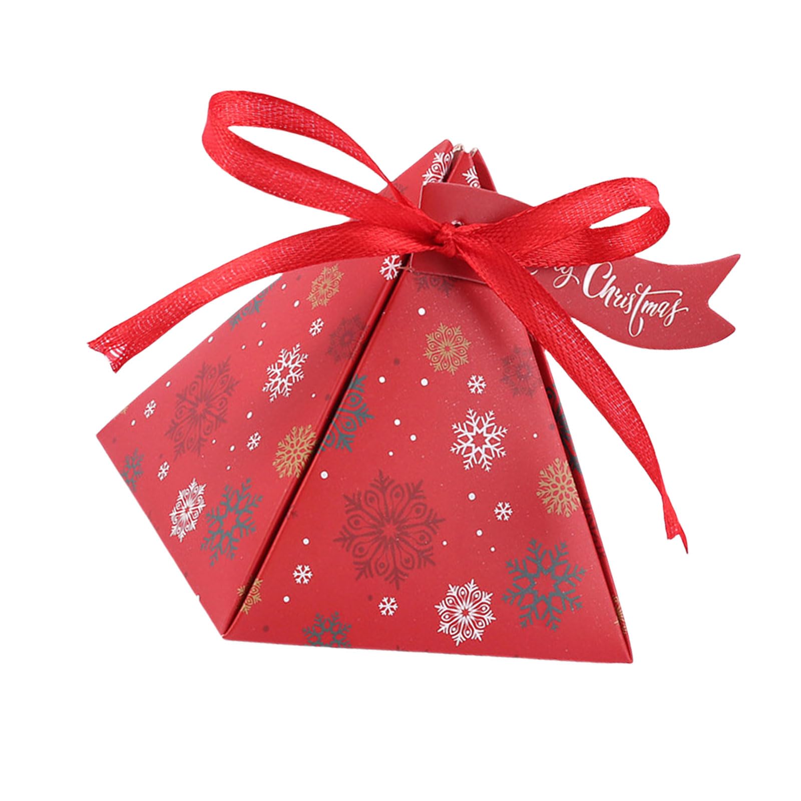 Hsioluted 50Pcs Christmas Triangles Candy Paper Boxes Festival Triangles Candy Boxes Treats Container for Christmas Celebration Seasonal Gifting Solution