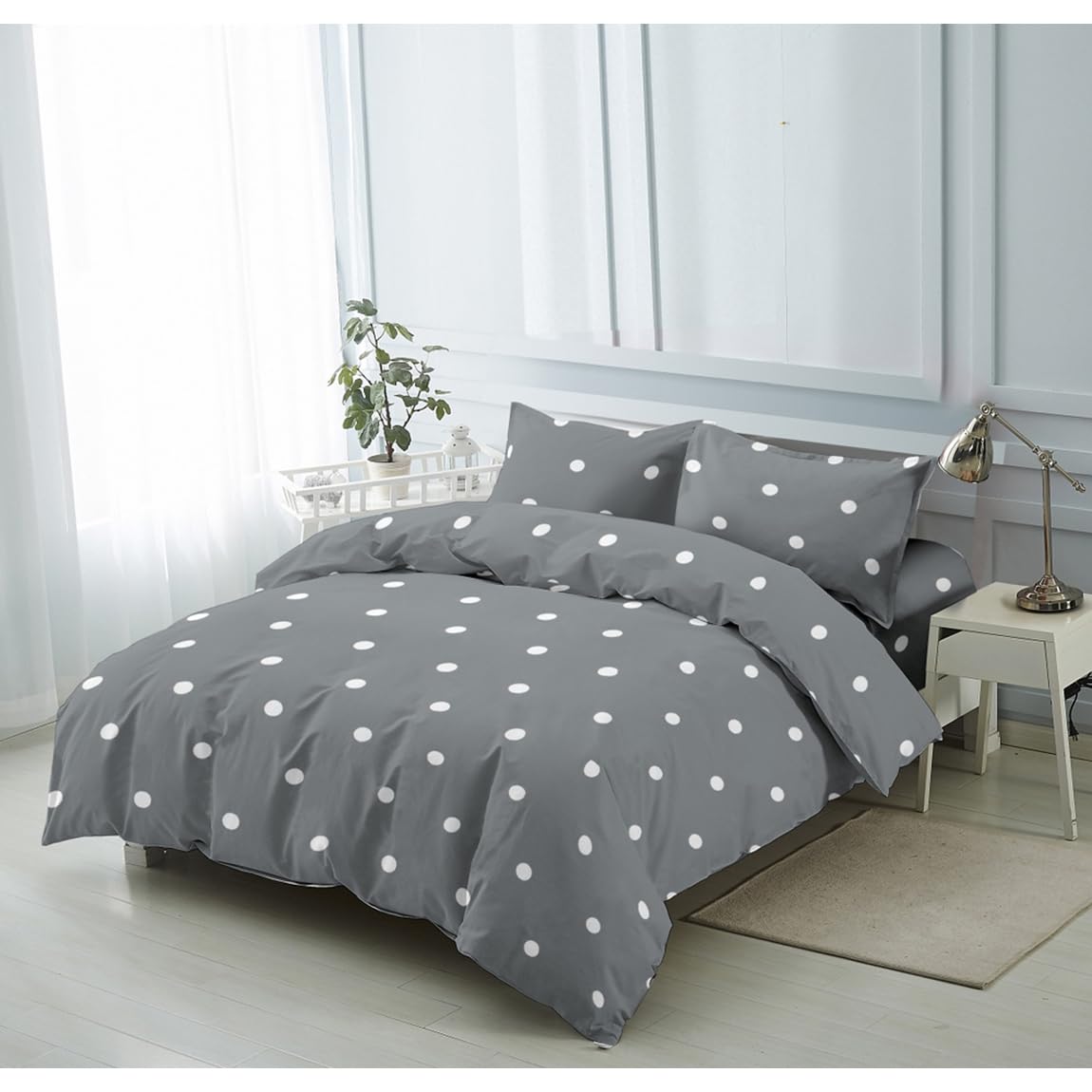 PLUS HOME Juego de Funda Nórdica para Cama 90, 105,135,150,180cm para edredón 3 o 4 Piezas,Poliéster 100%, Funda nórdica sábana Bajera con Funda de Almohada