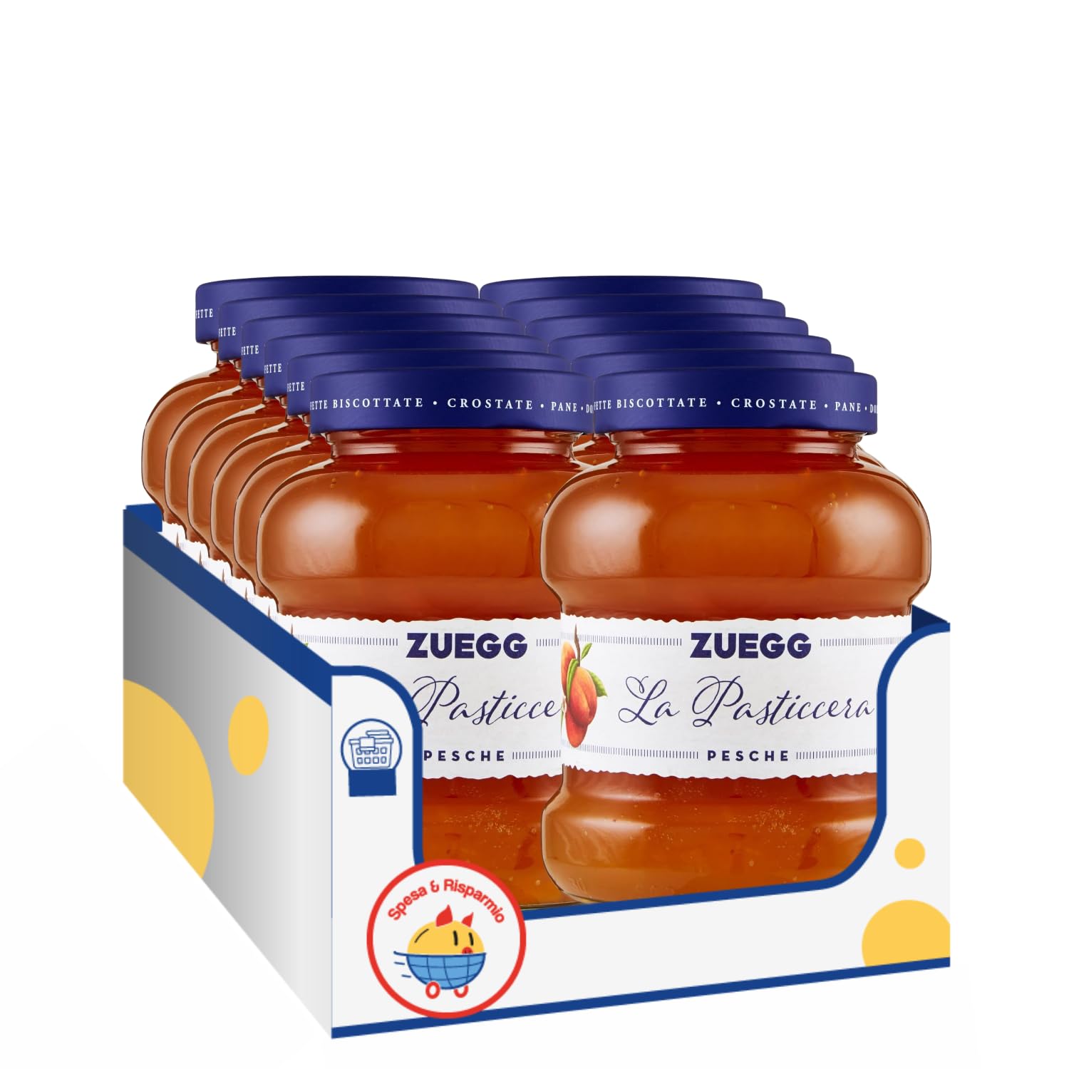 Confettura di Pesche Vellutata – 700 g – Marmellata Dolce Spalmabile per Colazione e Dolci – Variazioni 4/8/12 Pezzi (8 PEZZI)