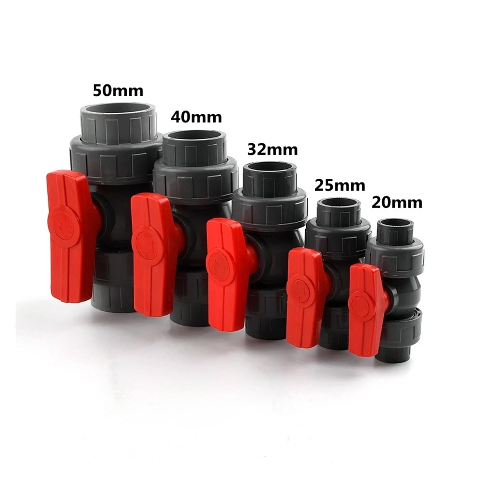 20/25/32/40/5063/75/90/110mm rura pcv zawory złączkowe armatura zawory kulowe nawadnianie ogrodu złącze rury wodnej adapter do akwarium(Grey valves (1piece),Inner Dia 50mm)