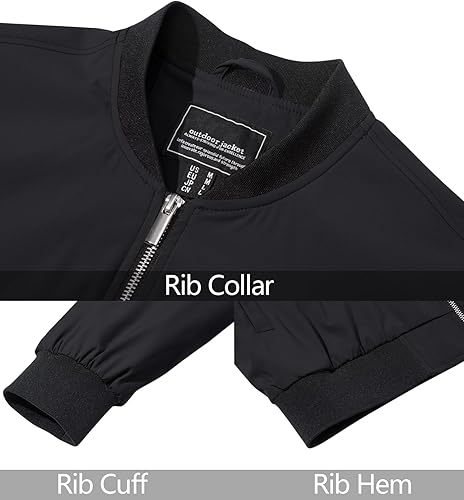 Miniatura 3 de MAGNIVIT Chaquetas ligeras con cremallera completa para hombre, chaqueta ligera Softshell resistente al viento, abrigo casual atlético rompevientos