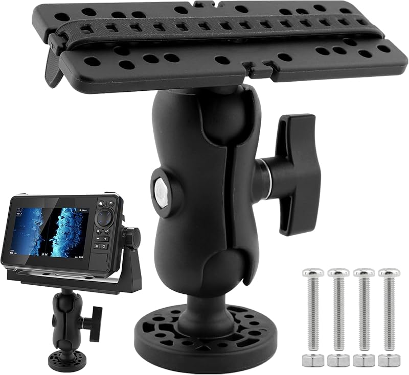 Fish Finder Mount Base with 4 Srews 4 Nuts, Universal 360° Rotation Ball-Mount Fish Finder Bracket, Electronic Holder for Marine Boat Kayak Pontoon Canoe