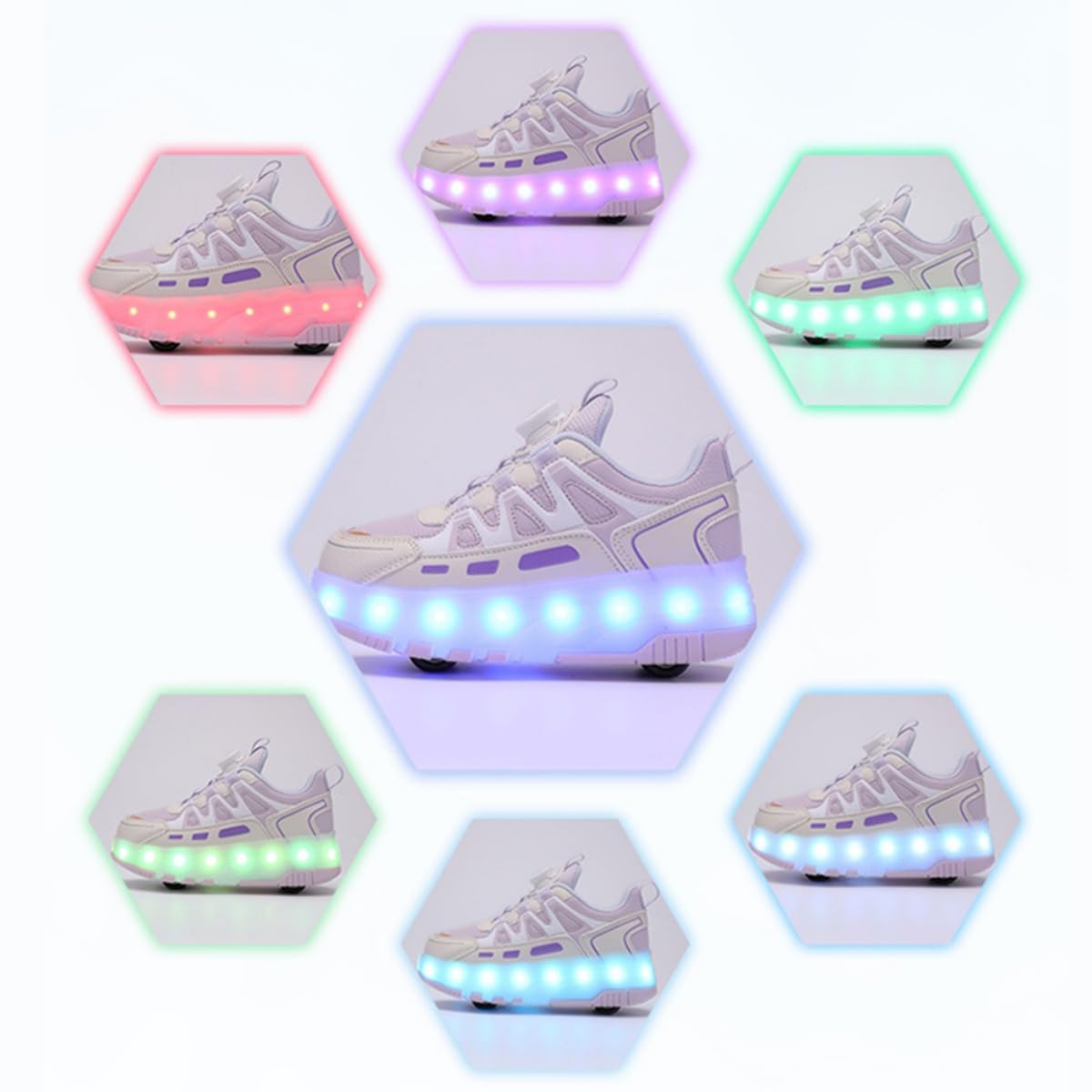 Mateju Zapatos con Ruedas para Niñas Niños, Patines con 4 Ruedas Retirable, Zapatillas de Skateboarding Brillar en la Noche, Zapatillas Deportivas al Aire Libre Multiusos