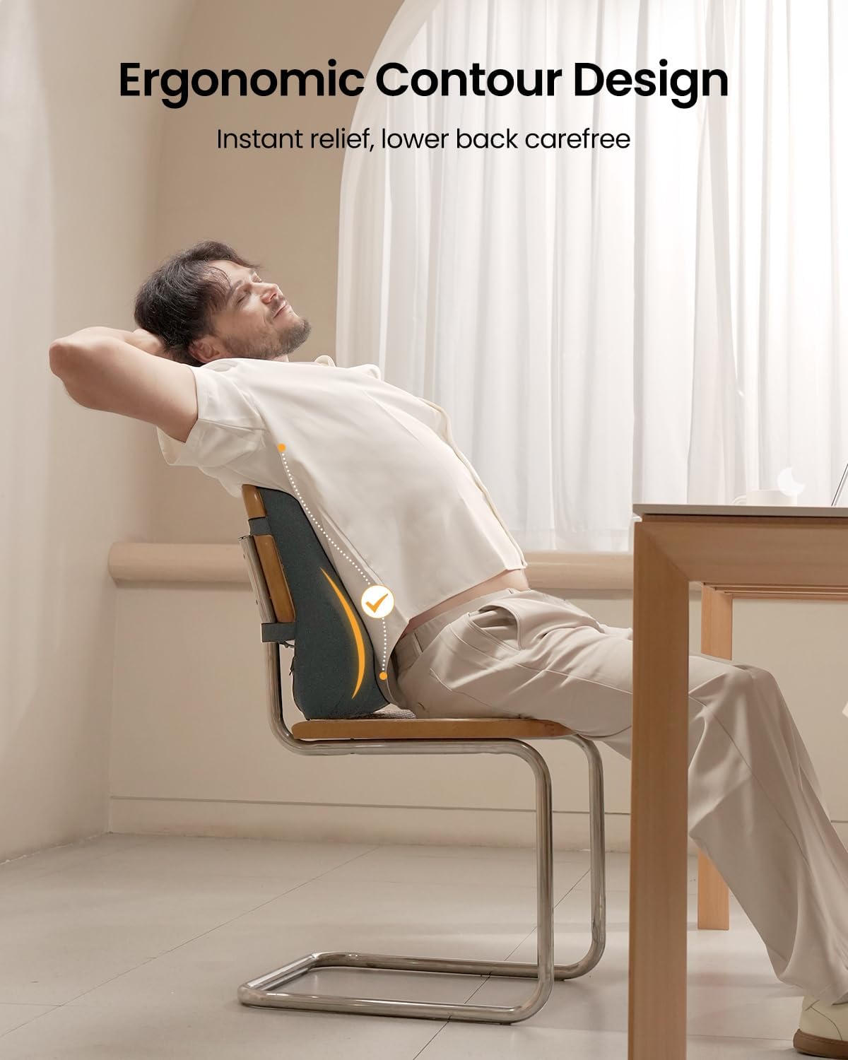 ProtoArc Lumbar Support Pillow for Office Chair, Memory Foam Back Support Pillow for Lower Back Fatigue Relief, Lumbar Pillow Desk Chair Back Cushion, Ergonomic Back Rest for Chair - Dark Gray