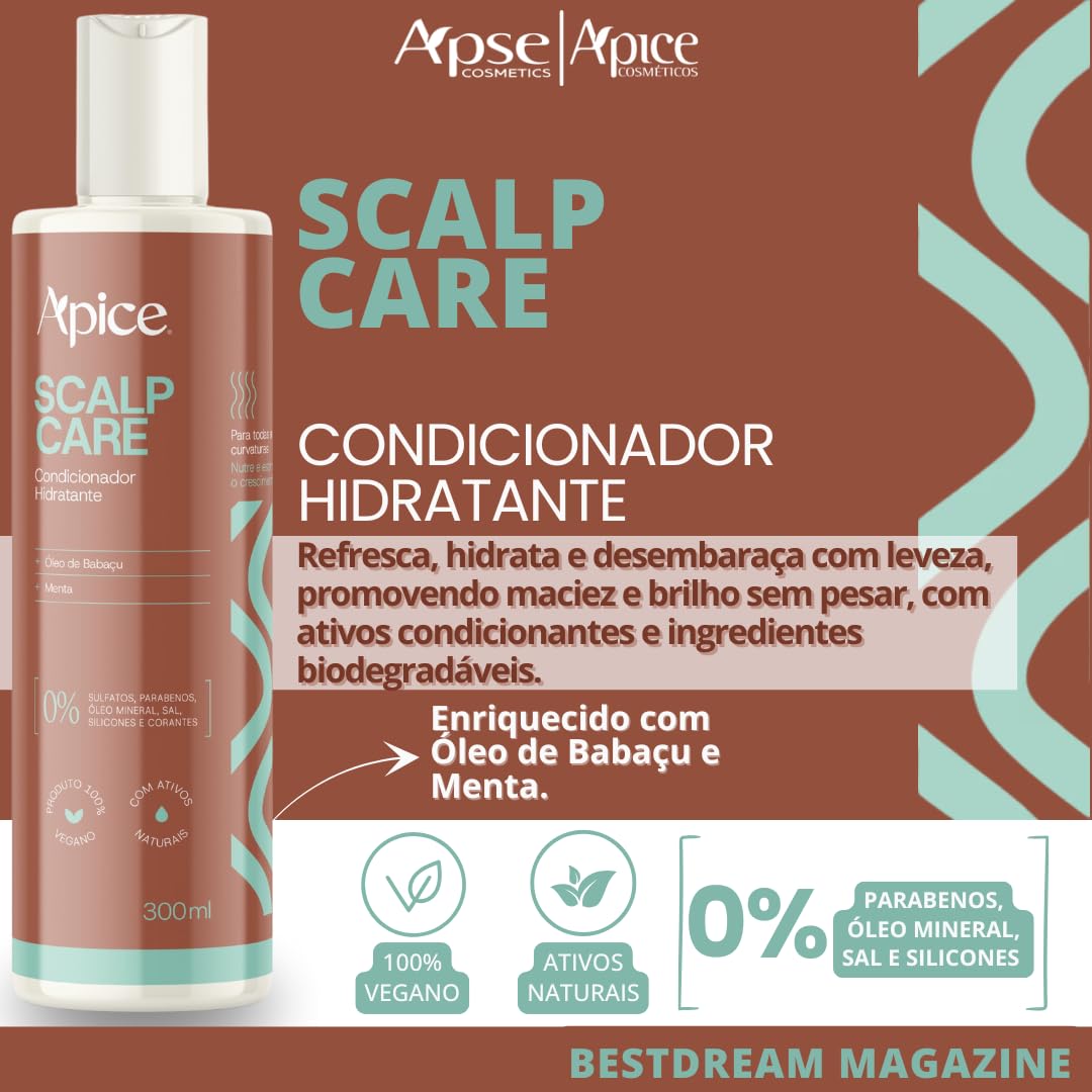 Kit Scalp Care APSE 4 Produtos Tratamento Com Tonico Vegano