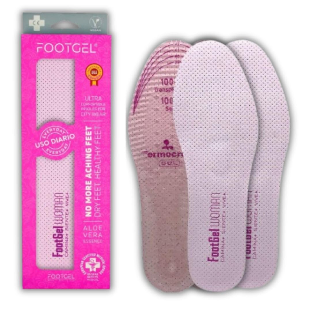 2 Pares Plantillas Gel Mujer Trabajo | Plantillas Mujer Uso Diario Transpirables, Cómodas | Estabilizadoras, Previenen Lesiones, Dolores en Pies, Rodillas y Lumbares | Tallas 35 a 38