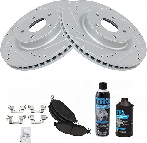 TRQ Almohadillas de cerámica delanteras y rotores de rendimiento con fluidos para Nissan Infiniti Nuevo