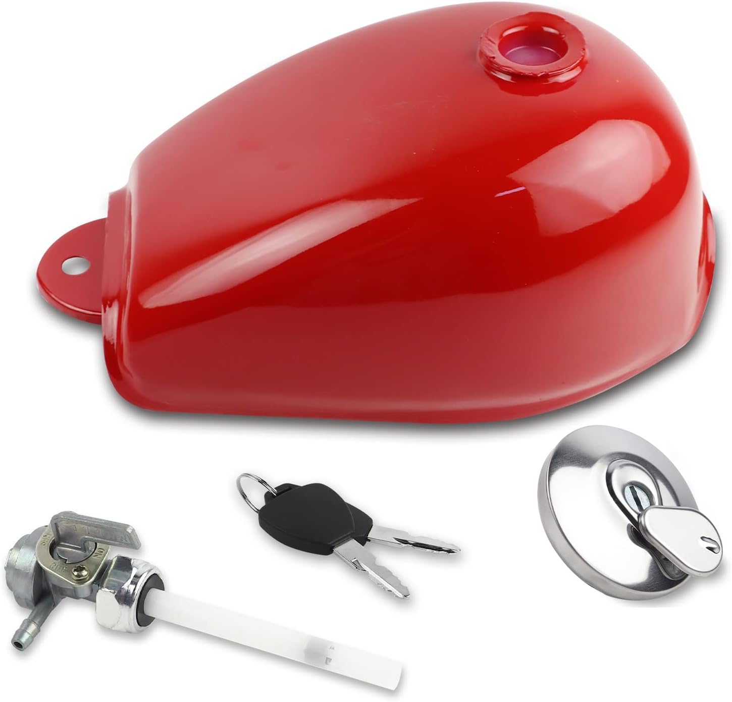 Fuel Gas Tank for Honda Mini Trail Z50 Z50J Z50R with Cap,Keys and Petcock fit 1979-1999 Monkey Z50 Bike Z50R Z50J Bike Red Color Petrol Tank New