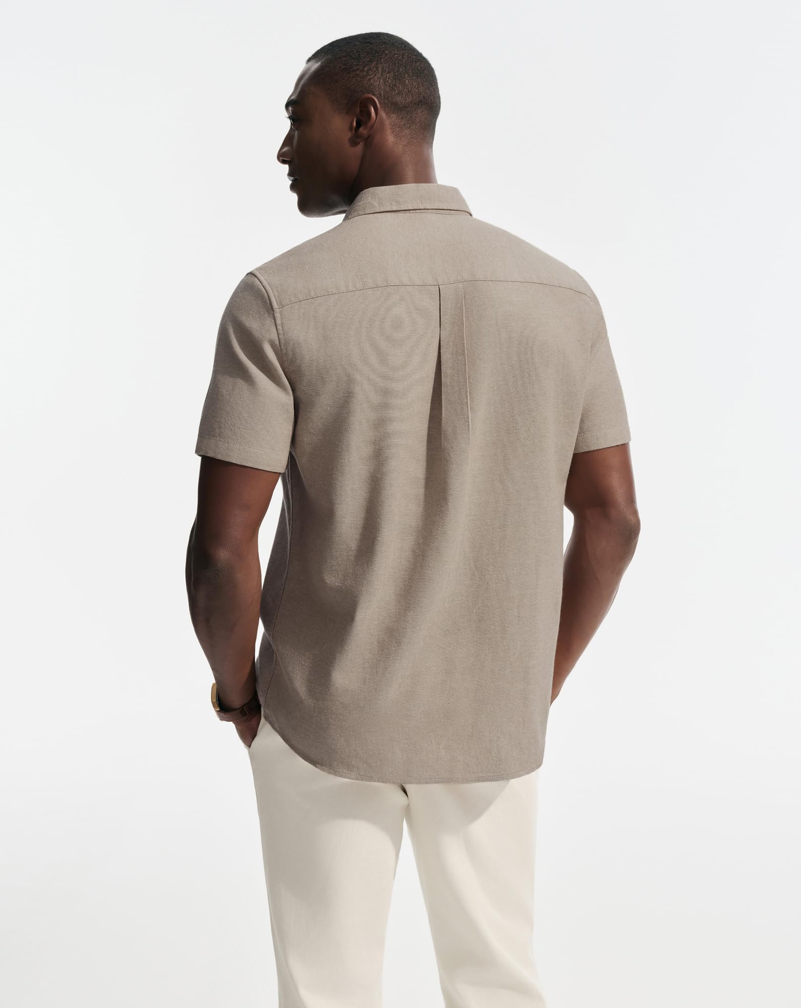 PJ PAUL JONES Camisa de lino manga corta para hombre, ligera verano