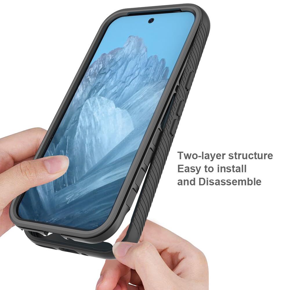 Schutzhülle für Google Pixel 10 (Farbe: Schwarz), transparente harte Rückseite, harte Silikonhülle
