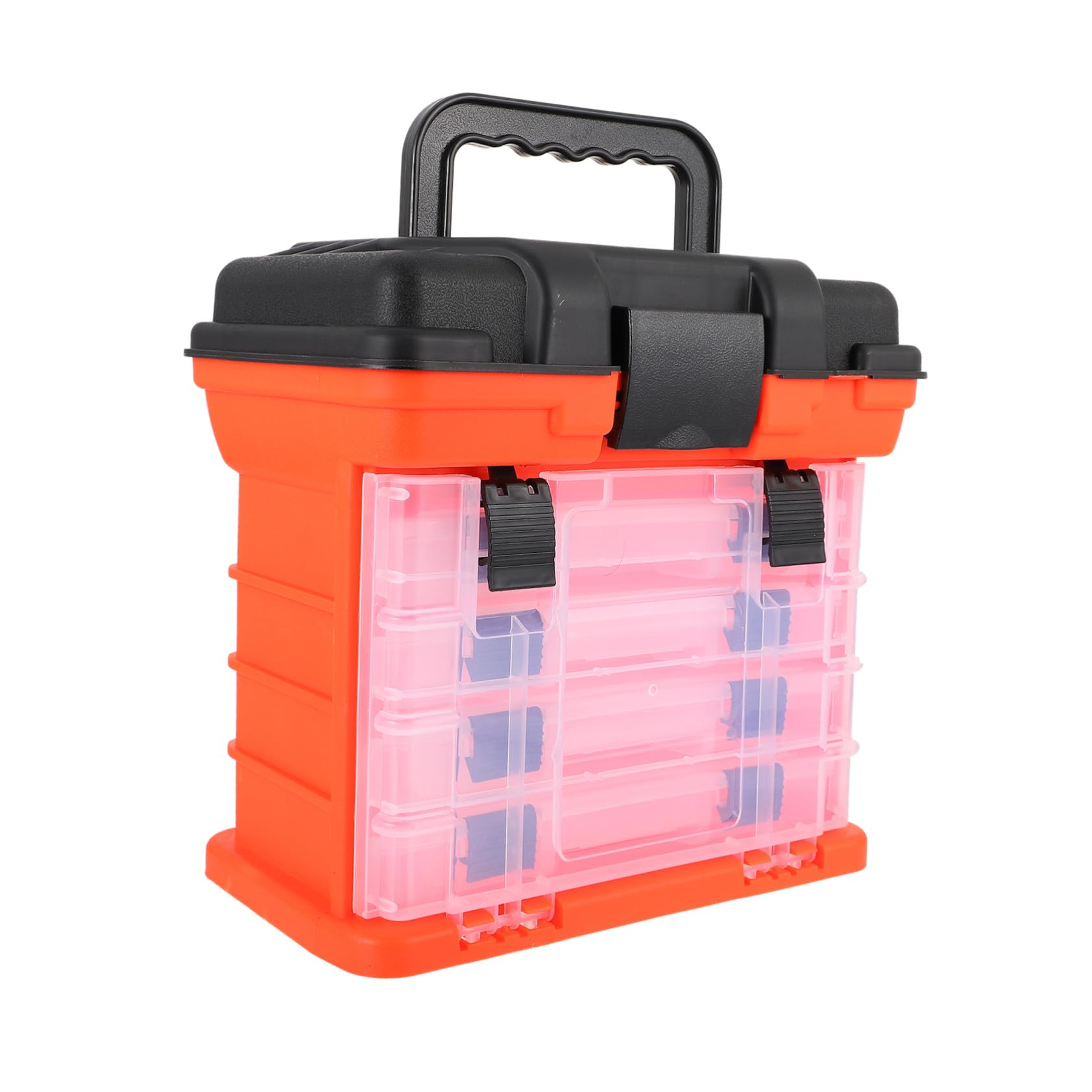 Gatuida Cassetta da Pesca per Grande capacità e in Plastico Arancione Manico Pieghevole Facile da Trasportare, Scatola Porta Attrezzi Piccoli Accessori da Pesca