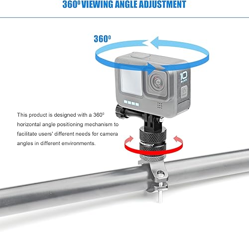 Miniatura 6 de Forevercam Soporte de manillar de bicicleta para Gopro Hero 13/12/11/10/9/8/Insta360/AKASO/DJI Osmo aluminio motocicleta manillar montaje 360°