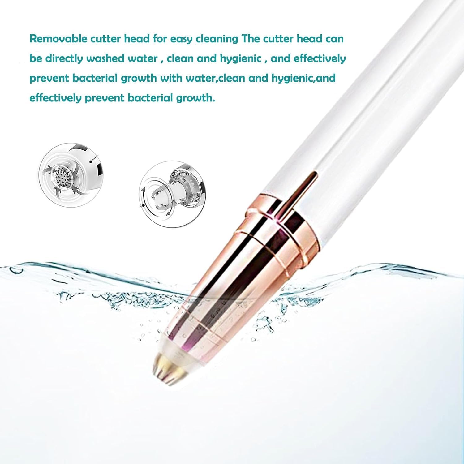 Penna trimmer elettrica ricaricabile USB per sopracciglia, rimuovi peli indolore e preciso, strumento sicuro per viso, gambe, labbra, ascelle e mani (Bianco)