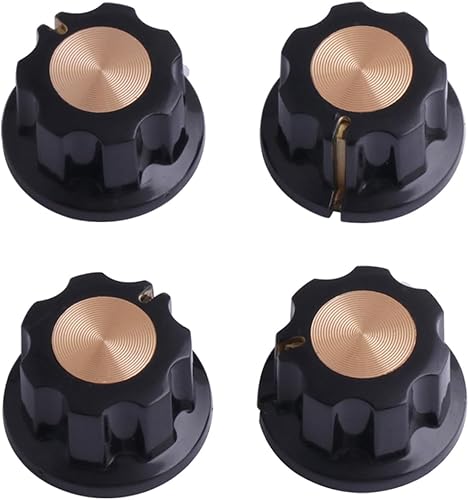 Metallor Perillas de control de potenciómetro de guitarra, pomos de tono de volumen, perillas de pedal de efecto, eje de 0.236 in, color negro con