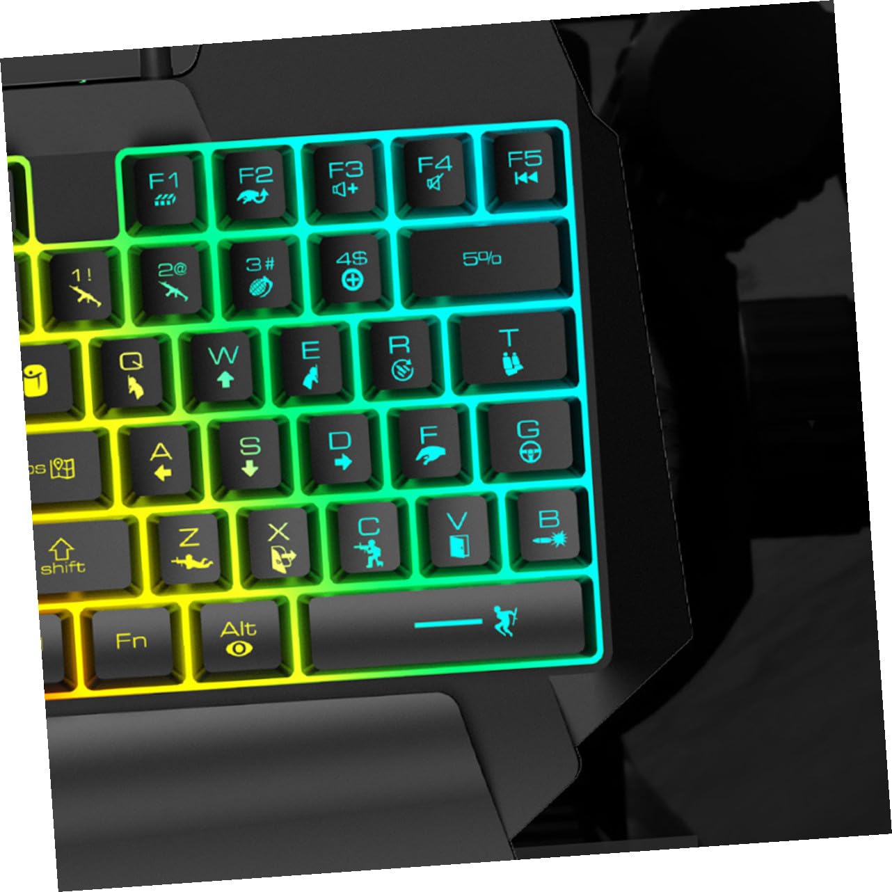 DOITOOL Tastiera Gaming Retroilluminata Una Mano Con Mouse Cablato Ergonomico Per Computer e Sport E-sport Facile Da Usare Durevole Per Casa e Dormitorio