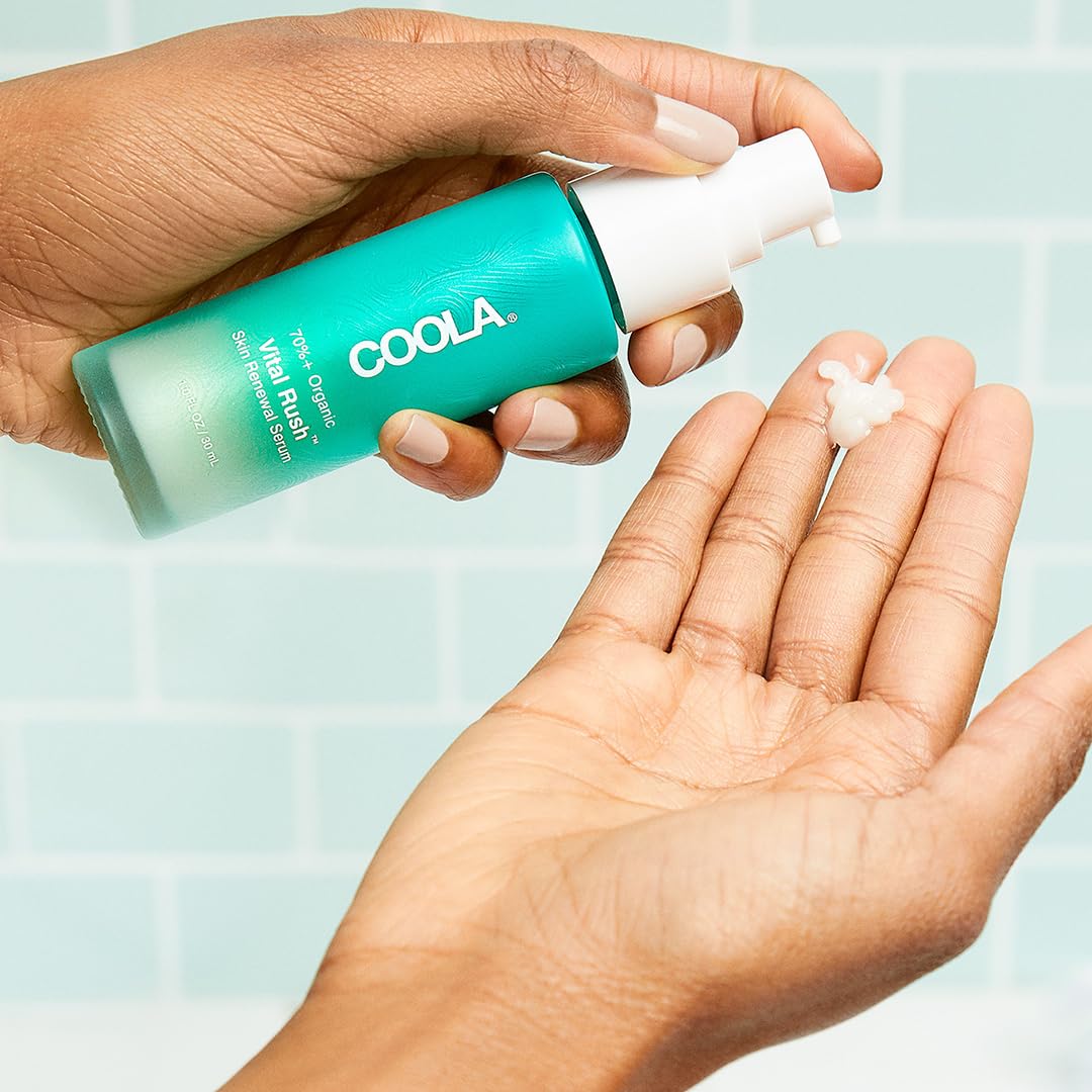 COOLA Organic Vital Rush Skin Renewal Serum, Dermatologist Tested Skin Barrier Protection with Vitamin C and Hyaluronic Acid, Vegan and Gluten Free, 1 Fl Oz