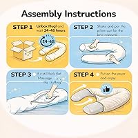 Vista 3 de Plufl Hugl - Almohada corporal refrescante para adultos, hecha con espuma viscoelástica, almohadas de maternidad en forma de U, ideales