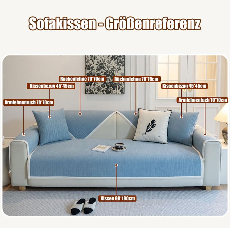 Yahbrra Anti Slip Sofa Uberzug: 1 2 3 4 Sitzer L Form Sofaüberwurf Weiche Chenille Hund Katze Sofaschoner Neue Universelle Couchbezug für Wohnzimmer (Grau,70 * 70cm)